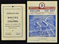 1952 and 1953 England rugby trial programmes to incl Whited v Colours played at Ellis Sports