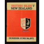 1971 British Lions v New Zealand rugby programme - 1st test match played in Dunedin on 26th June and