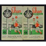 1949 Fulham v Liverpool football programme date 29 Oct together with 1949 Fulham v Manchester United