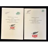 2x 1990's New Zealand All Blacks v Australia rugby after match dinner menus - held in Wellington