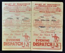 1948/49 Hearts v Albion Rovers football programme plus 1948/49 Hearts v Aberdeen, overall F