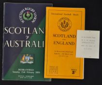 1939 Scotland v England rugby programme - last game played before the outbreak of World War II - c/w