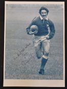 Gerald Davies (Wales, British Lions and Cardiff) signed action rugby photograph - fine head-on