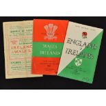 3x Ireland rugby programmes from the 1950's (A) to include v Wales '57 & '50 and v England '58 -