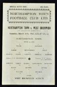 1944/45 Northampton Town v West Bromwich Albion football programme date 10 Mar, single sheet, no
