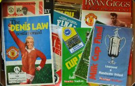 Manchester United big match football programmes to include Testimonials for Law, Charlton x 2,