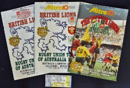 1989 British Lions v Australia rugby programmes and ticket - to incl all 3x test matches together