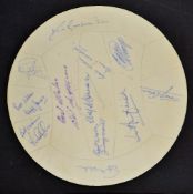 White Football Signed Plaque signed by Legends of the game such as Stanley Matthews, Wilf Mannion,