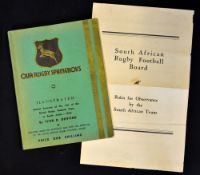 Scarce 1938 British Lions Rugby tour to South Africa illustrated book and players contract: