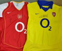 Thierry Henry & Dennis Bergkamp Signed Arsenal Football Shirts includes 2x replica football