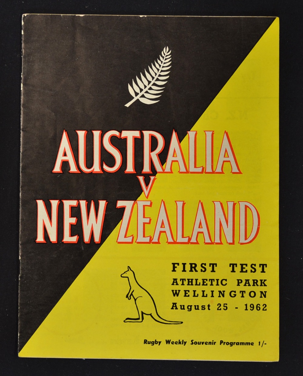 1962 New Zealand All Blacks v Australia rugby programme - 1st test played at Athletic Park