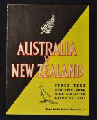 1962 New Zealand All Blacks v Australia rugby programme - 1st test played at Athletic Park