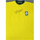 Pele Signed Brazil Football Shirt a replica shirt, short sleeve, size L