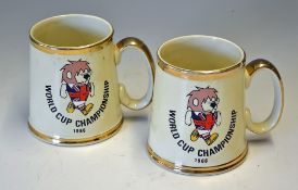 1966 England World Cup Willie Tankards by Gibbon & Sons Ltd of Stoke-on-Trent, with gold gilt