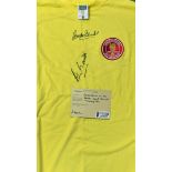 World Cup Winners Gordon Banks and Peter Bonetti Signed 40th Anniversary Goalkeeper shirt signed