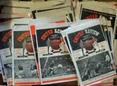 Selection of Manchester United home football programmes majority are 1960's with some 1970's, with a