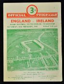 1948 England v Ireland rugby programme - played at Twickenham on Saturday 14th February, some slight