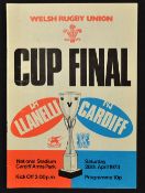 1973 Llanelli v Cardiff Challenge Cup Final programme - being only the 2nd Cup Final with Llanelli