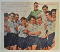 1961 FA Cup Tottenham Hotspur Signed football Print a newspaper cutting signed in ink to the front