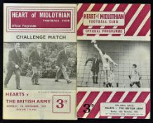 1960/61 and 1961/62 Hearts v British Army football programmes date 7 and 13 Nov, appear in F/G
