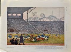 1924 France v Ireland rugby colour magazine print from the French periodical "L'Illustration" - from