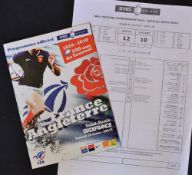 Rare 2010 France v England rugby programme - slim issue as the French Federation pulped the original