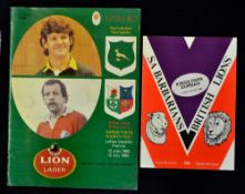 2x 1980 British Lions Rugby tour to South Africa programmes to incl v South Africa 4th Test match