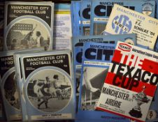 Collection of Manchester City home and away football programmes from 1960's onwards varied clubs and