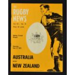 1974 Australia v New Zealand All Blacks rugby programme - 3rd Test test match played at Sydney