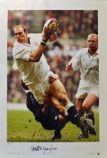 2001 Lawrence Dallaglio England versus Scotland signed colour rugby action poster-from Rugby