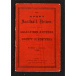 Rare 1890 Rugby Football Union "Delegation of Powers" Rule Book - issued to the county committees