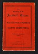 Rare 1890 Rugby Football Union "Delegation of Powers" Rule Book - issued to the county committees