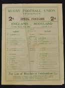 1928 England (Grand Slam) v Scotland rugby programme - Twickenham's 17th March with England