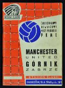 1968 European Cup football programme Gornik Zabrze v Manchester United 13 March 1968, team page left