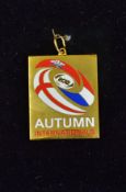 2012 Rugby League Autumn International Series medal - yellow metal and enamel winners medal in