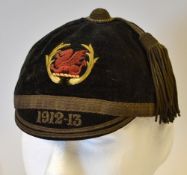 Rugby League Cap - 1912/13 Wales Rugby League Cap - with embroidered Welsh red dragon and leeks