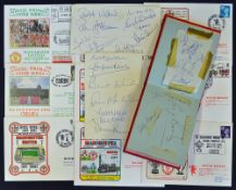 Manchester United F.D.C's. 1975-1996 (9) plus Invitation cards (2) with autographs including Ron