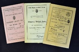 3x 1940's Ireland XV and Ulster v The Army rugby programmes - to incl Irish XV v British Army played