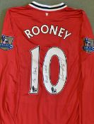 Wayne Rooney Signed Manchester United Football Shirt a red home shirt, long sleeve shirt with league