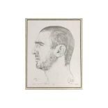 Limited Edition 29/100 b&w print of Eric Cantona dated November 1996, framed and glazed, and