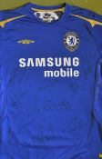Chelsea Multi Signed Football Shirt with signatures including Cole, Terry, Lampard, Bridge,