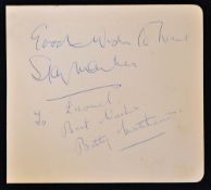 Signed Stanley Matthews and his wife Betty Autograph page both signed in ink, both inscribing best