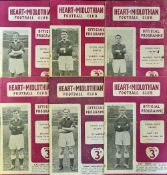 1956/57 Hearts home football programmes v Motherwell, Queens Park, Kilmarnock, Partick Thistle, East