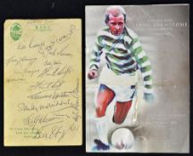 1947 Autographed Menu of the Great Britain Football Team that played the Europe team at Hampden