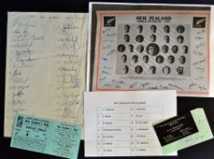 1987 Rugby World Cup New Zealand All Blacks collection - to incl A4 plain sheet signed by 30 members