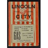 1946/47 Lincoln City v Tranmere Rovers Football programme date 26 December, slight creases, small