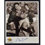 1955 British Lion Cliff Morgan signed photograph -b/w action shot in Lions kit in SA of the late