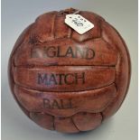 18 Panel England Vintage Leather Football with 'England Match Ball' stamped to the front, laced