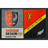 2x 1966 British Lions v New Zealand rugby programmes - for the 1st and 2nd test matches played at