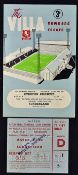 1962/63 Aston Villa v Sunderland FLC Semi-Final programme and ticket the ticket dated 6 Feb and